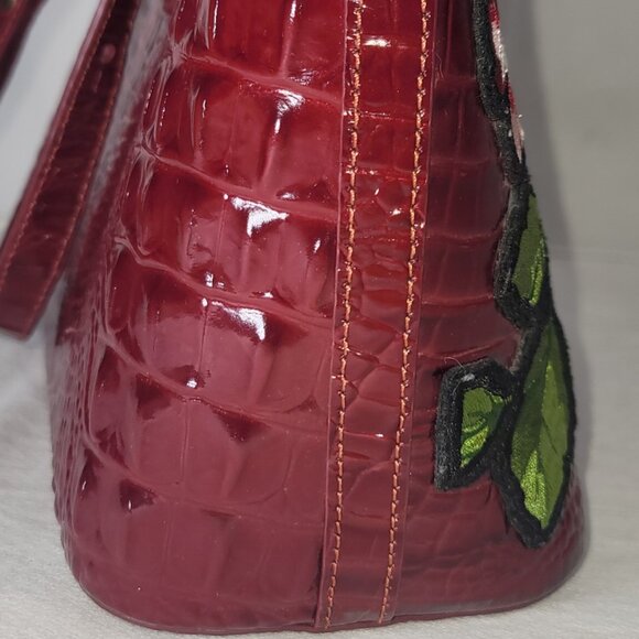 VINTAGE BRAHMIN MINI ASHER CHIANTI ROSSINI EMBROIDERED ROSES PURSE/BAG/TASSEL - Picture 6 of 9